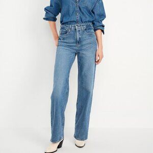 Old Navy Extra High-Rise Sky Hi Wide Leg Jeans in Medium Durango